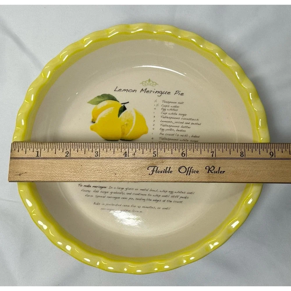 Lemon Meringue Vintage Recipe Ceramic Baking Pie Dish Cottage Core Collective